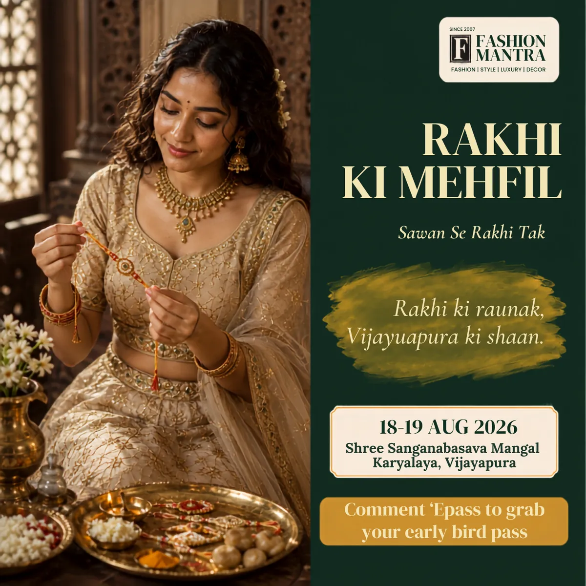 Fashion Mantra Exhibition in Shree Sanganabasava Mangal Karalaya, Vijyapura - VIJYAPURA RAKHI KI MEHFIL 2026 Banner