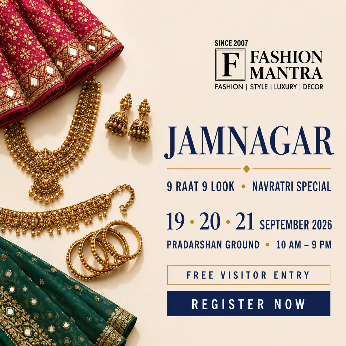 Fashion Mantra Exhibition in Pradarshan Ground, Jamnagar - JAMNAGAR 9 RAAT 9 LOOK 2026 Banner