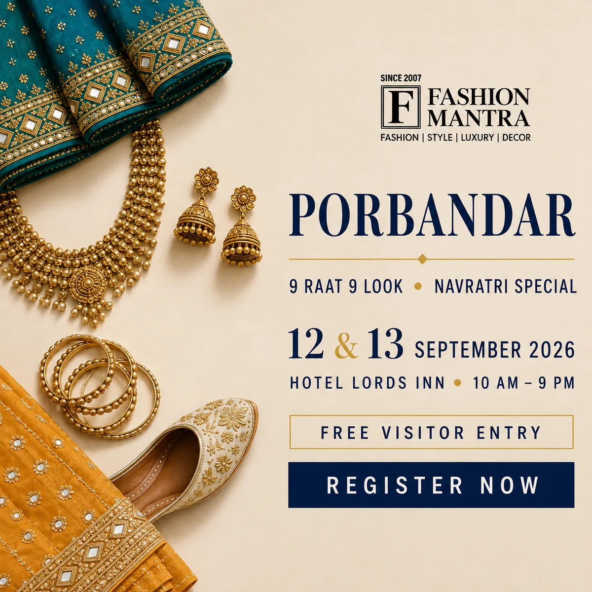 Fashion Mantra Exhibition in Hotel Lords INN, Porbandar - Porbandar 9 Raat 9 Look 2026 Banner