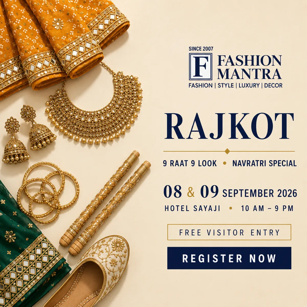 Fashion Mantra Exhibition in Hotel Sayaji, Rajkot - RAJKOT 9 RAAT 9 LOOK 2026 Banner